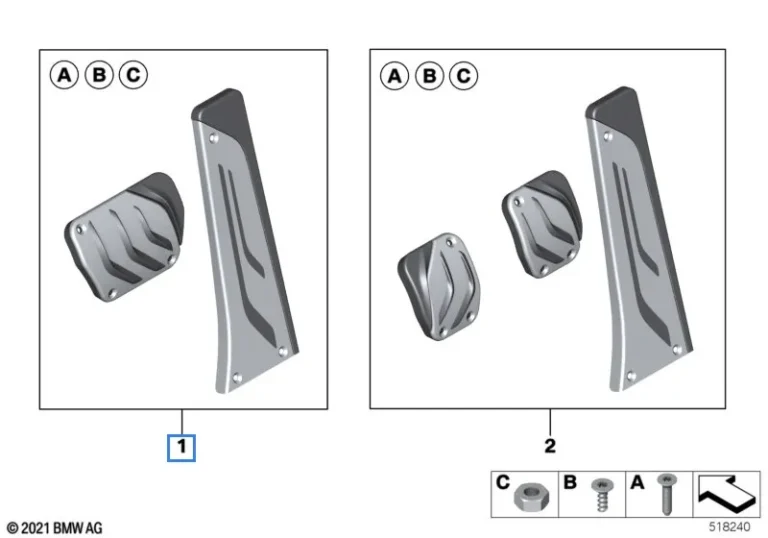 M Performance Stainless Steel Pedals Pads Cover Set - Automatic